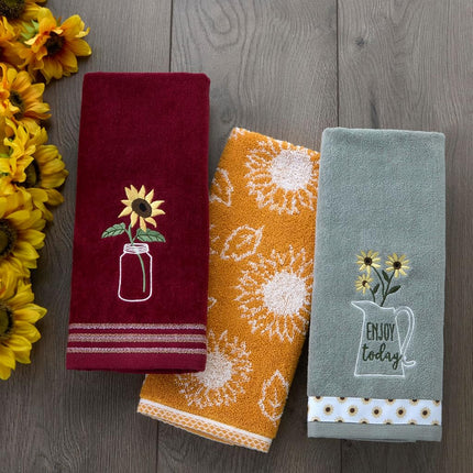 SKL Home by Saturday Knight Ltd. Sunflower In Jar 2 Pc Hand Towel Set, Wine