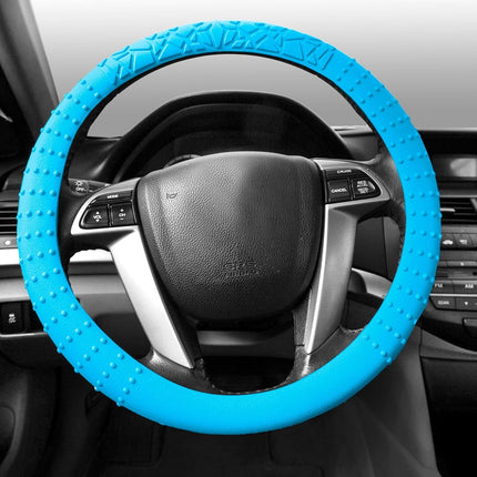 FH Group Universal Fit Silicone with Nibs and Pattern Massaging Grip Steering Wheel Cover fits most Cars, SUVs, Trucks, and Vans Light Blue