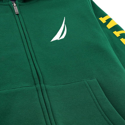 Nautica Boys' Long Sleeve Fleece Full Zip Hoodie, Comfortable, Relaxed Fit, J-Class Evergreen, 8