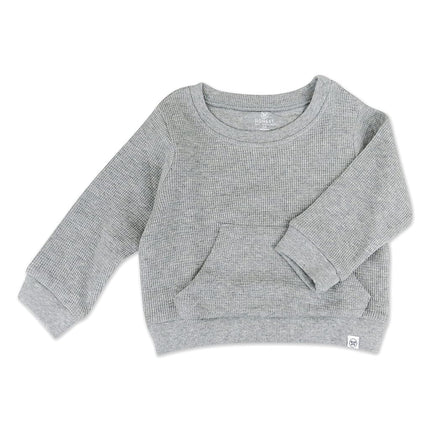 HonestBaby Comfy Crew Sweatshirt with Pockets 100% Organic Cotton for Toddler, Baby Boys, Girls, Gray Heather, 0-3 Months, Gray Heather, 0-3 Months