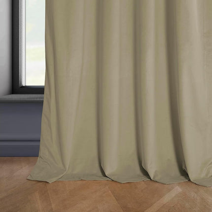 HPD Half Price Drapes Heritage Plush Velvet Curtains 108 Inches Long Room Darkening Curtains for Bedroom & Living Room 50W x 108L, (1 Panel), Light Beige