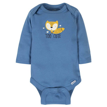 Gerber Baby-Boys 6-Pack Long-Sleeve Onesies Bodysuit, Fox, Preemie