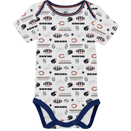 NFL Chicago Bears Boys 20183 Pack Short Sleeve Variety Bodysuit, Blue, 0-3 Months