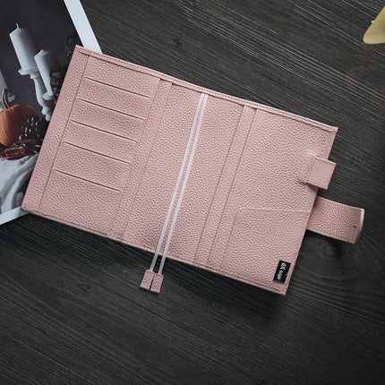 Ox Knight A6 Leather Planner Cover for Hobonichi, Stalogy, Midori Hibino, Leuchtturm1917, and More - with Pen Loop, Card Slots, Back Pocket, and Bookmarks (Pink)
