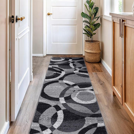 Rugshop Contemporary Abstract Circles Perfect for high Traffic Areas of Your Living Room,Bedroom,Home Office,Kitchen Runner Rug 2'7" x 6' Gray