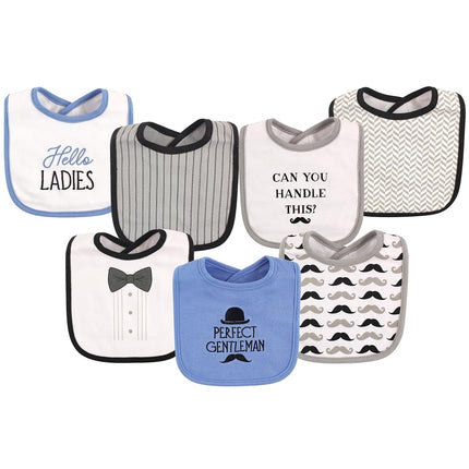 Hudson Baby Cotton Bibs, Gentlemen, One Size (Pack of 7)