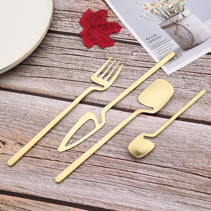 JASHII Silverware Set Satin Finish 24-Piece Stainless Steel Flatware Set Kitchen Utensil Set Service for 6 Tableware Cutlery Set Dishwasher Safe (Matte Champagne Gold)