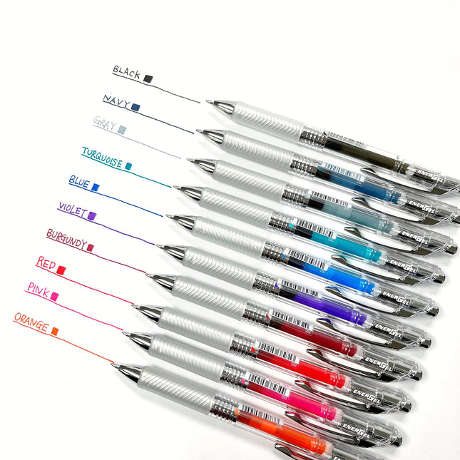 Pentel EnerGel Ink Ballpoint Pen (EnerGel Infree), 0.7mm ball, 10 Color Set (BL77TL-10)