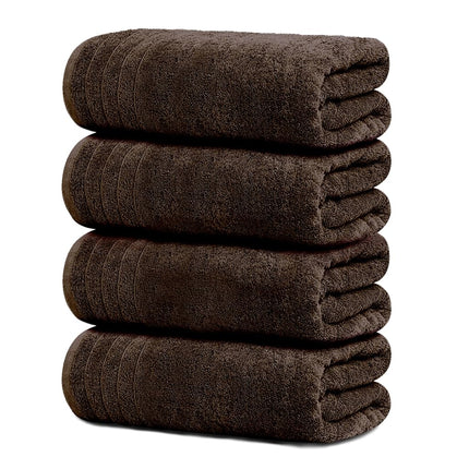 Tens Towels Grandes Serviettes de Bain, 100% Coton, 76 x 152 cm Serviettes de Bain Extra Larges, Plus Légères, Séchage Plus Rapide, Super Absorbantes, Serviettes de Salle de Bain Parfaites (Lot de 4, Marron)