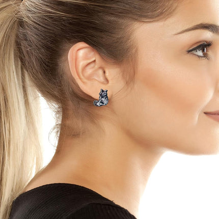 Betsey Johnson Womens Cat Stud Earrings