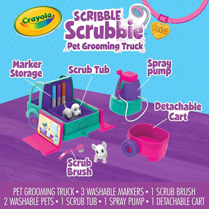 Crayola Scribble Scrubbie Pets Grooming Truck, Toy Pet Playset, Gift for Kids, Age 3, 4, 5, 6
