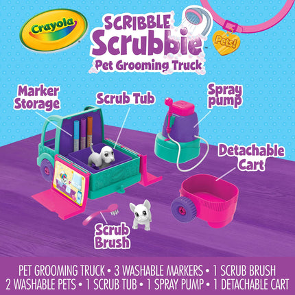 Crayola Scribble Scrubbie Pets Grooming Truck, Toy Pet Playset, Gift for Kids, Age 3, 4, 5, 6
