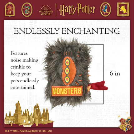 Harry Potter Monster Book Crinkle Pet Toy | Wizarding World Inspired Dog Toy | Fuzzy and Crinkly Multisensory Plush
