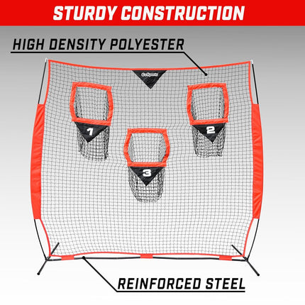 GoSports 8 x 8 ft Football Throwing Net - Red
