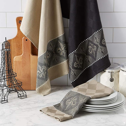 DII Cotton French Jacquard Dish Towels, Set of 3, Decorative Tea Towels for Everyday Kitchen Cooking and Baking-French Macaroons