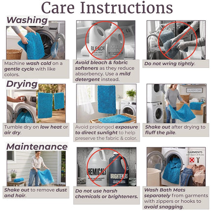 Bedford Home 2-Piece Memory Foam Shag Bath Mat, Blue