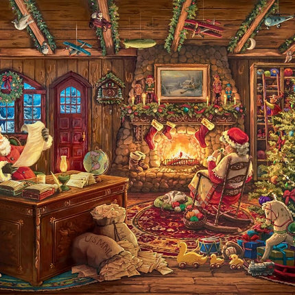 Ceaco - Thomas Kinkade - Santa Checking His List - 1000 Piece Jigsaw Puzzle for Adults - Collectible Tin Case - Finished Size is 26.6 x 19