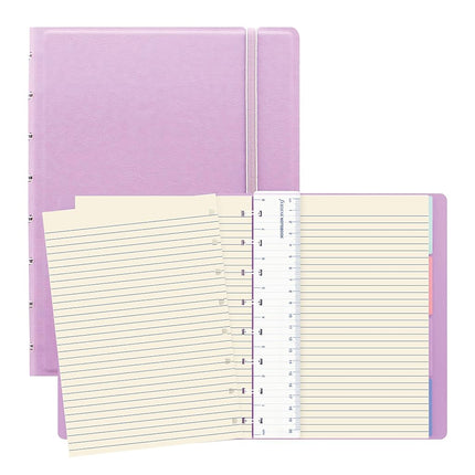 FILOFAX Refillable Pastel Notebook, A5 (8.25" x 5") Orchid - 112 Cream moveable Pages - Index, Pocket and Page Marker (B115054U)
