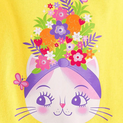 The Children's Place Paquete de 3 camisetas gráficas de manga corta para bebé niña, dinosaurio de piscina/mariquita/gato con flores, 12-18 meses
