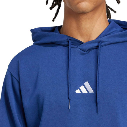 adidas Men's Essentials Feelcozy Fleece Hoodie, Dark Blue/White, L Tall