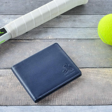 RFID Bifold Leather Wallet for Men with Flip Up ID in Vintage Buffalo Brown, Power Blue - Storm Cloud Blue, S, Modern