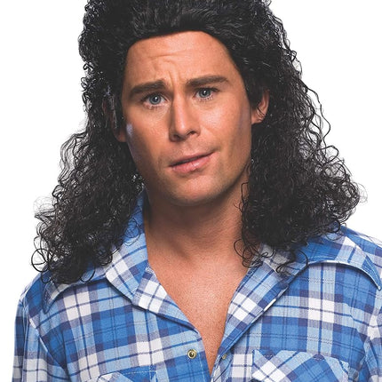 Mullet Perm Wig (Black) Adult Accessory