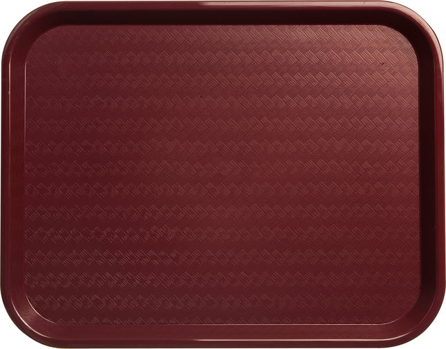 Carlisle FoodService Products Cafe Fast Food Cafeteria Tray with Patterned Surface for Cafeterias, Fast Food, and Dining Room, Plastic, 14" x 18", Burgundy, (Pack of 12)