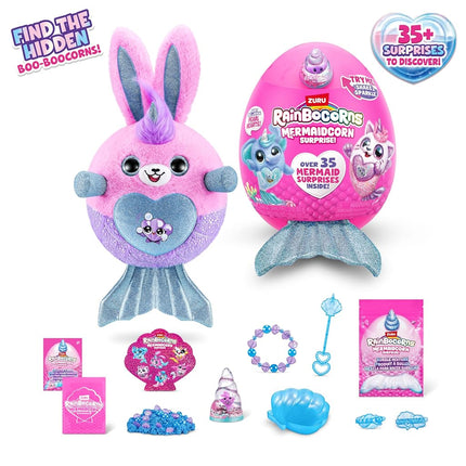 Rainbocorns Mermaidcorn Series 7 Bunny - Collectible Plush - Mermaid Surprises, Cuddle Plush Stuffed Animal, Stickers, (Bunny)