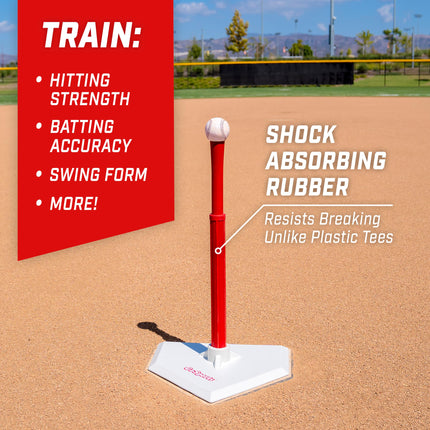 GoSports Baseball & Softball Batting Tee - Adjustable Rubber Hitting Tee for All Leagues and Skill Levels