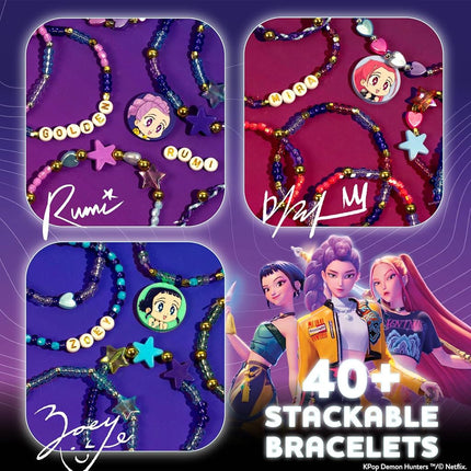 Kpop Demon Hunters™ Friendship Bracelet Kit, 3-Pack, Rumi, Mira & Zoey Bracelet Making Kits, Beads for Jewelry Making, Kpop Charms & Travel-Friendly Bead Case, Official K Pop Demon Hunters Merch