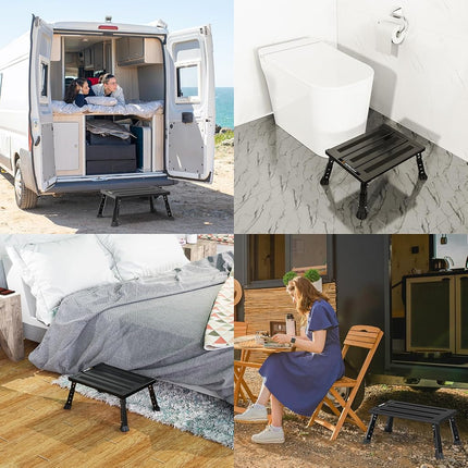 DEPSUNNY Adjustable RV Step Stool, 3-Step Height Adjustment, Foldable Legs, Wide Anti-Slip Surface,Supports Up to 1,000 lb, Premium Aluminum Construction Easy to Carry