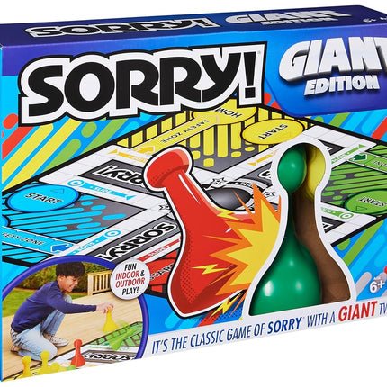 Giant SORRY! Classic Family Board Game Indoor Outdoor Retro Party Activity with Oversized Gameboard & Pieces, for Kids and Adults Ages 6 & up