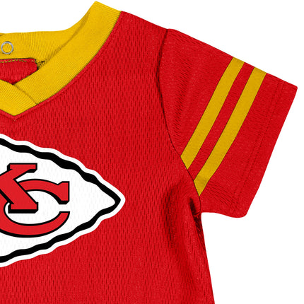 Vestido con camiseta de los Kansas City Chiefs de la NFL de Gerber y cubrepañal, rojo/amarillo Kansas City Chiefs, 0-3 meses
