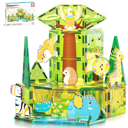 PicassoTiles 46pc Magnet Tile Building Block Safar