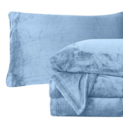 Elegant Comfort Luxuriously Soft 4-Piece Velvet Plush Flannel Sheet Set - Premium Quality - Cozy Warm, Anti-Static, Non Pilling Fuzzy Velvet Flannel Fleece Deep Pocket Sheet Set - Twin XL, Denim Blue