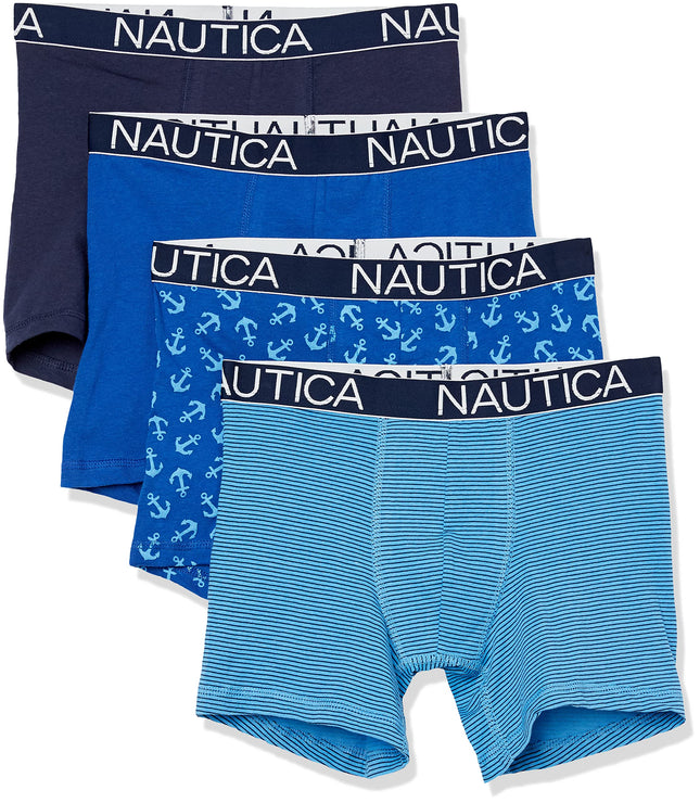 Nautica Men's Cotton Stretch 4 Pack Boxer Briefs, 