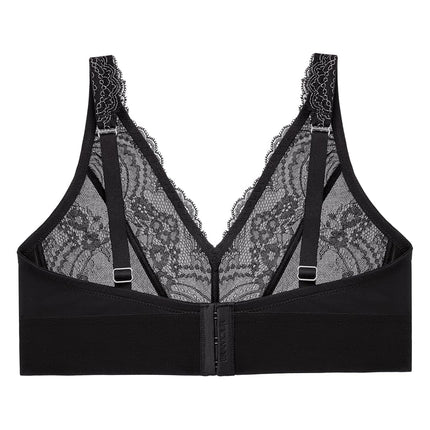 Glamorise Bramour Lexington Lace Plunge Bralette Sujetador sin aros 7013 (Mujer y Mujer Tallas Grandes) Negro