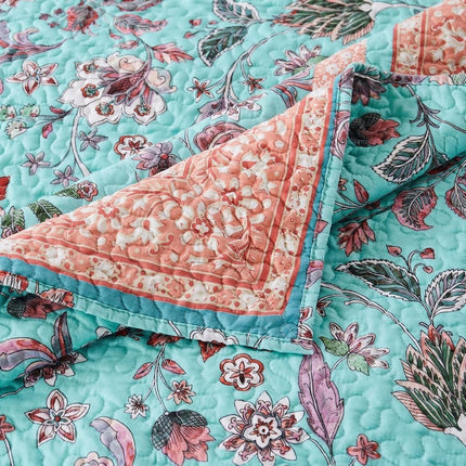 Greenland Home Throw Blanket, Brushed Microfiber Shell 60%, 40% Polyester,Cotton Rich Fill, Turquoise, 50 x 60 Inches