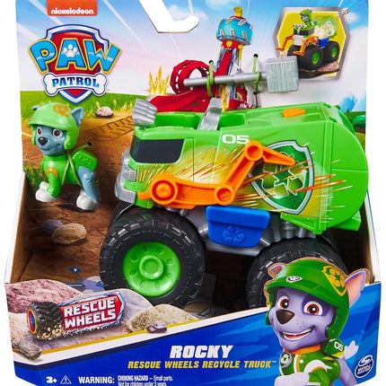 Paw Patrol: Rescue Wheels Rocky’s Recycle Truck, Toy Truck with Projectile Launcher and Collectible Action Figure, Kids’ Toys for Boys & Girls Ages 3+
