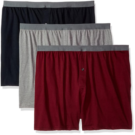 Fruit of the Loom Men`s 3-Pack Solid Knit Boxers, FTL-3P722, 3XL, Assorted