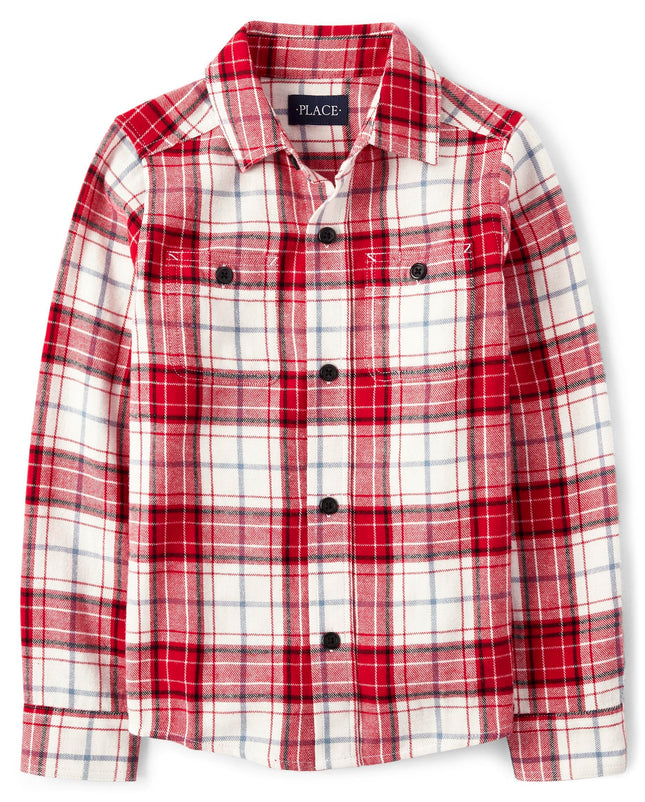 The Children's Place Boys' Long Sleeve Plaid Flann