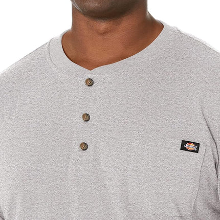 Dickies Men's Big-Tall Long-Sleeve Heavyweight Henley, Heather Gray, XXL