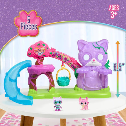 Just Play Disney Jr. SuperKitties Su-Purr Wild Playset with Slide and Swing, 5-pieces, 3 Poseable Figures, Toy for Fans, Girls, Kids, Ages 3 and Up