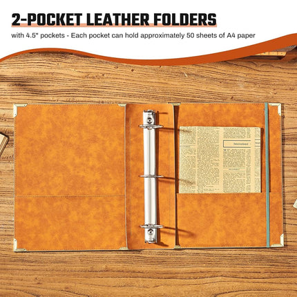 Ovesmusl Sunflower PU Leather 3 Ring Binder Fits 8.5"x11" Letter Size Paper, 1.5 Inch Round Ring Binder Holds 350 Sheets, Notepad Paper Cover Loose Leaf Organizer, Green