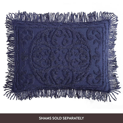 Beatrice Home Fashions Bedspread, Chenille, Navy, Twin