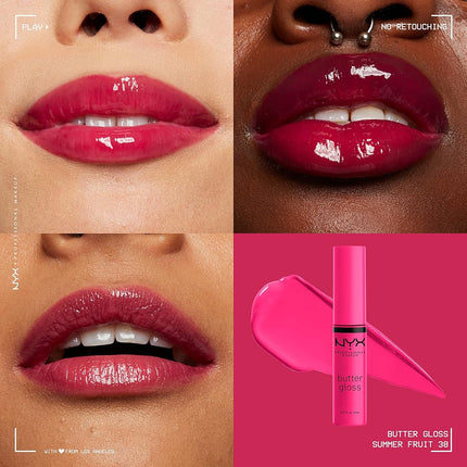 NYX PROFESSIONAL MAKEUP Butter Lip Gloss, 3 Colors, Angel Food Cake, Creme Brulee, Madeleine, 0.27 Fl Oz, Pack of 3