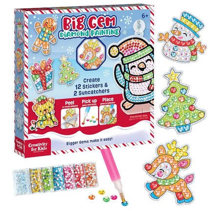 Creativity for Kids Big Gem Diamond Painting Kit: Holiday Stickers and Suncatchers, DIY Christmas Crafts for Kids