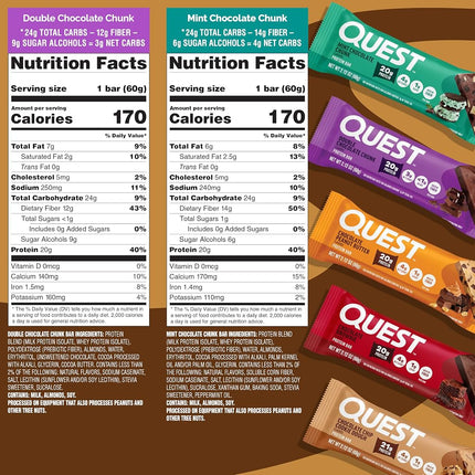 Quest Nutrition Protein Bar, Chocolate Lovers Variety Pack, 5 Flavors, High Protein Bars, Low Carb Bars, Gluten Free, Soy Free, 2.1 oz Bar, 12 Count, Packaging May Vary