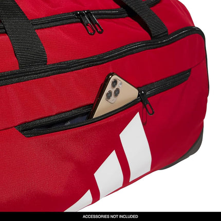 adidas Defender 5 Large Duffel Bag (100 L), Team Power Red 2/White, Medium (59L), Defender 5.0 Duffel Bag, Travel Duffel Bag, Durable Sports Bag for Men and Women