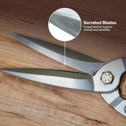 Klein Tools 1302S Aviation Tin Snips, Straight, Long Cut, Heavy Duty Metal Cutting Shears with Forged Steel Blade